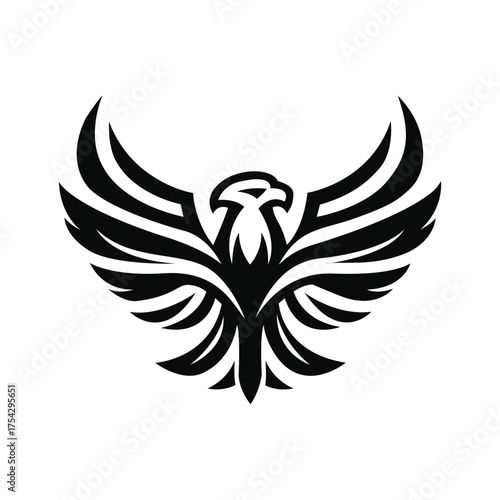 Silhouette of a majestic eagle in flight vector isolated on white background