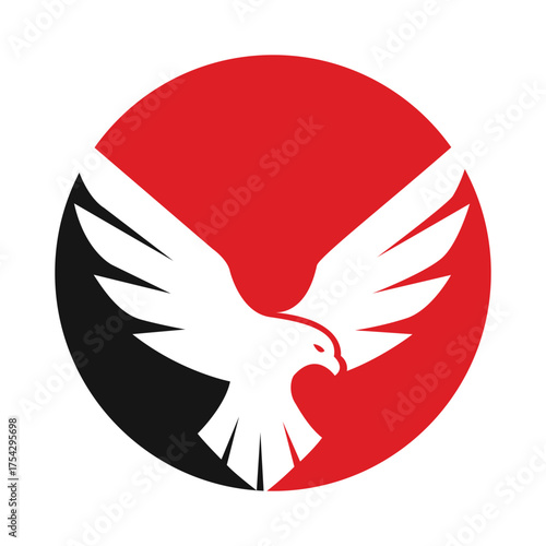 Circular Red Emblem With White Dove Illustration