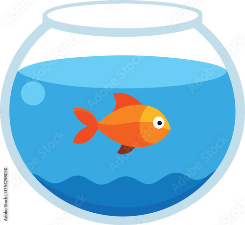 Small spherical fishbowl with orange goldfish vector illustration scalable eps