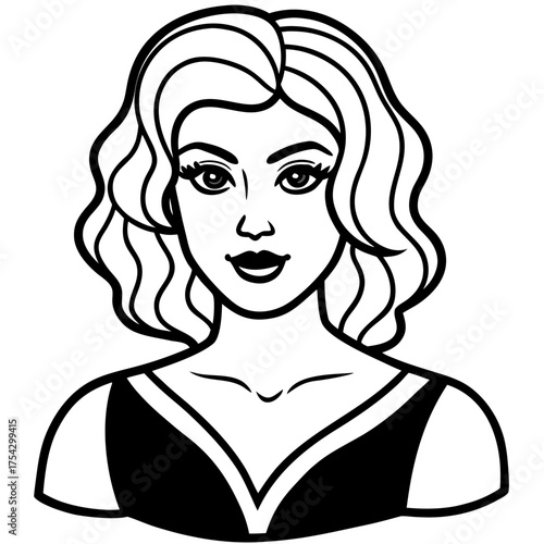 Trendy diva line art on white background