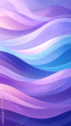 An abstract, digitally rendered image featuring layered, flowing curves in shades of purple and blue