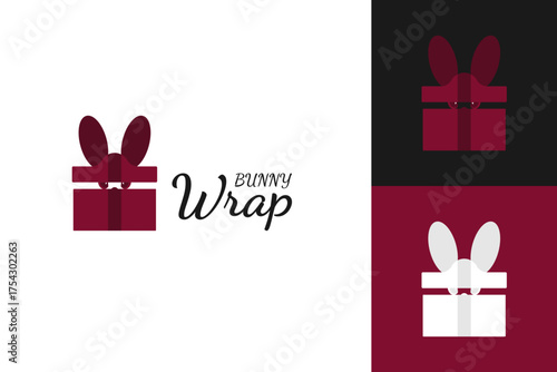 Bunny Gift Wrap Logo Design – Creative Present Box with Rabbit Ears