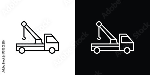 Tow truck icon vector illustration. editable stroke icon.