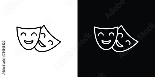 Theater masks icon vector illustration. editable stroke icon.