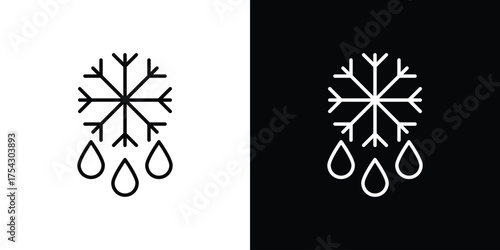 Snowflake droplets icon vector illustration. editable stroke icon.