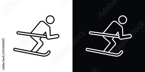 Skiing icon vector illustration. editable stroke icon.