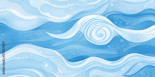 Tranquil Abstract Blue and Green Watercolor Ocean Wave Texture Background with Soft Fluid Layers, Calm Sea Flow, and Serene Marine Gradient for Peaceful Design Concepts