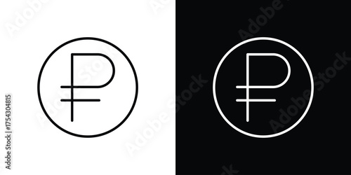 Ruble icon vector illustration. editable stroke icon.