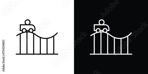 Roller coaster icon vector illustration. editable stroke icon.