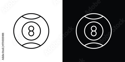 Pool 8 ball icon vector illustration. editable stroke icon.