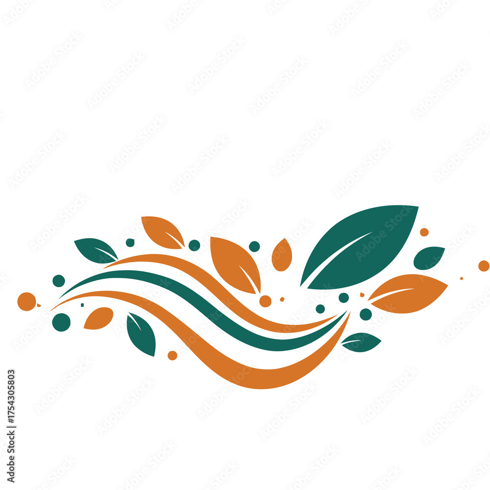 Obraz premium Abstract Leafy Swirl A Modern Design Featuring Organic Leaves and Flowing Lines in Vector