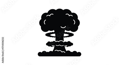 Iconic nuclear mushroom cloud explosion silhouette symbolizing atomic bomb and destructive power silhouette