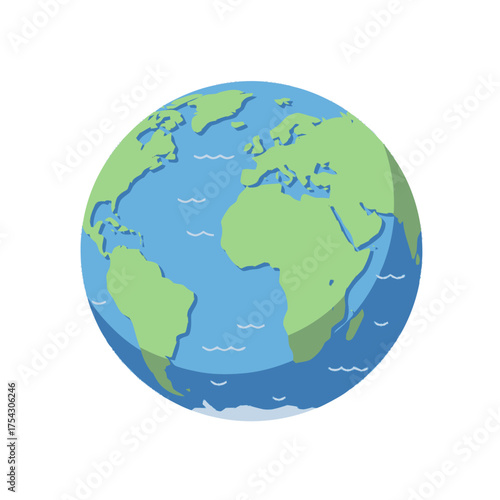 Earth Globe Icon A Vibrant and Clean Flat Vector Illustration for Design and Concepts