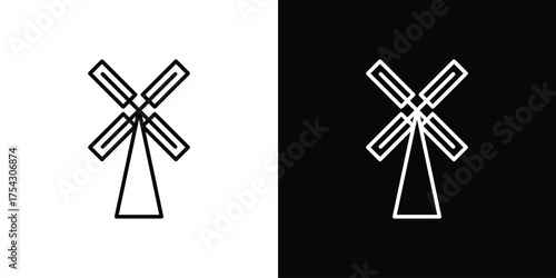 Mill sign icon vector illustration. editable stroke icon.