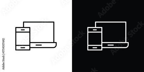 Laptop and Mobile icon vector illustration. editable stroke icon.