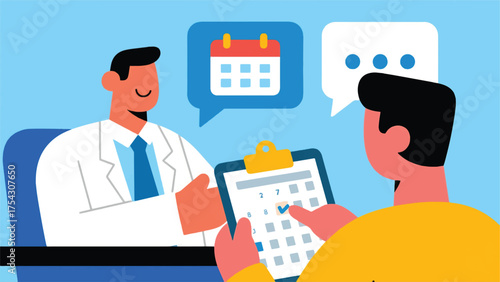 illustration of A customer is chatting to book an appointment with a professional.eps