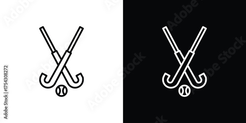 Hockey sticks icon vector illustration. editable stroke icon.