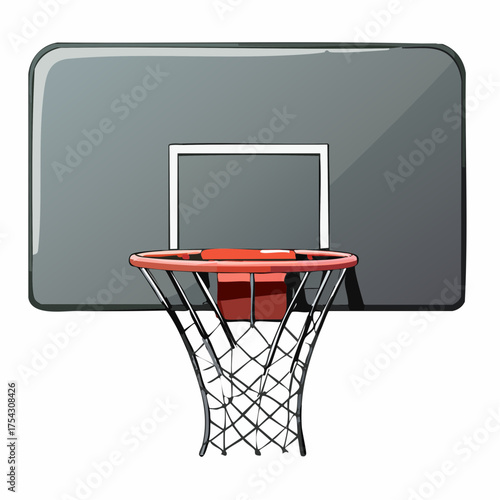 Dark Themed Basketball Hoop Vector Illustration