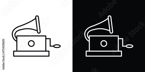 Gramophone icon vector illustration. editable stroke icon.