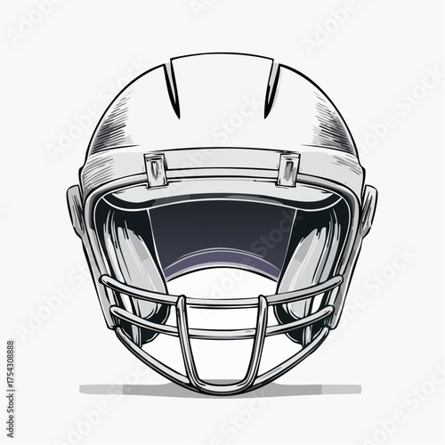 Detailed American Football or Hockey Head Protection Helmet - Vector