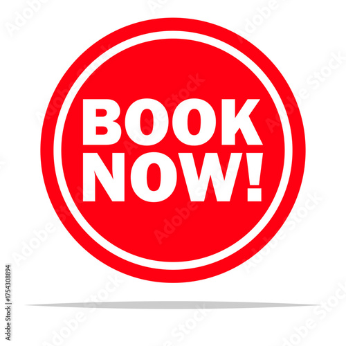 Book now round icon vector isolated illustration