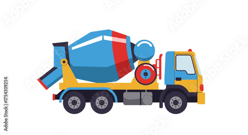 Cartoon Concrete Mixer Truck Illustration for Construction Projects