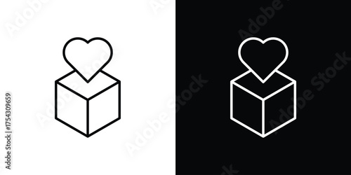 Donation box icon vector illustration. editable stroke icon.