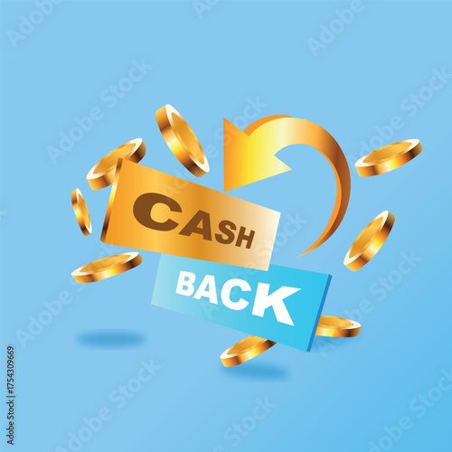 Cash back label, discount coupon sticker