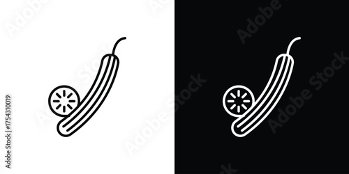 Cucumber icon vector illustration. editable stroke icon.