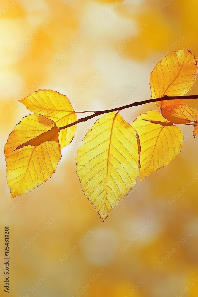 Obraz premium Stunning Autumn Forest Scene with Radiant Yellow Leaves and Tranquil Natural Beauty All Around