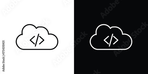 Cloud code icon vector illustration. editable stroke icon.