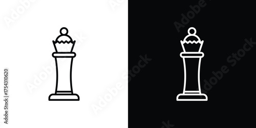 Chess queen icon vector illustration. editable stroke icon.