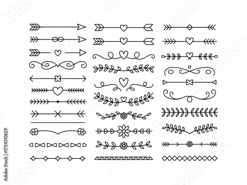 Collection of Decorative Hand-Drawn Line Dividers and Ornaments