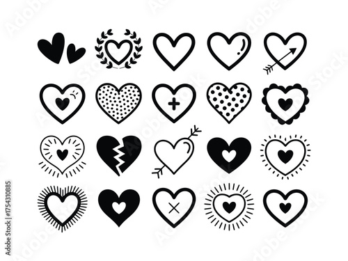 Collection of Hand-Drawn Heart Icons
