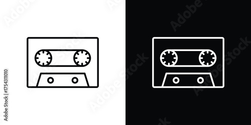Cassette tape icon vector illustration. editable stroke icon.