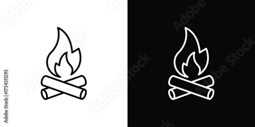 Campfire icon vector illustration. editable stroke icon.