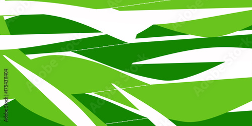 Abstract White and Green wave wide background banner
