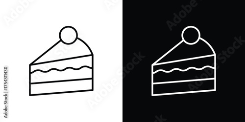 Cake-slice icon vector illustration. editable stroke icon.