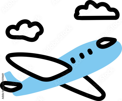 Airplane flight hand drawn