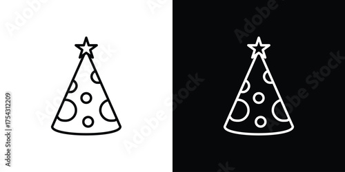 Birthday hat icon vector illustration. editable stroke icon.
