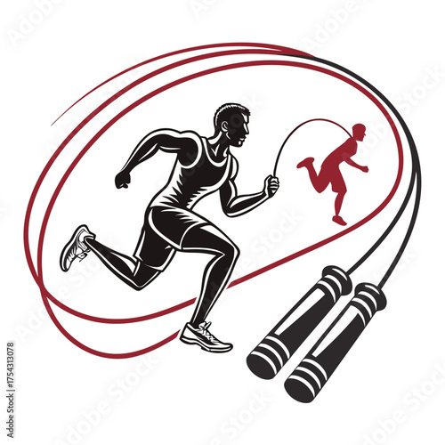 Dynamic Fitness Silhouette: Energetic figures engage in vigorous physical activity, a testament to the power of movement and dedication to personal well-being.