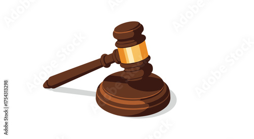 Wooden judge gavel icon on white background