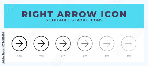 Right arrow icon symbol. Logo illustration thin line. Bold line vector icons. Editable stroke