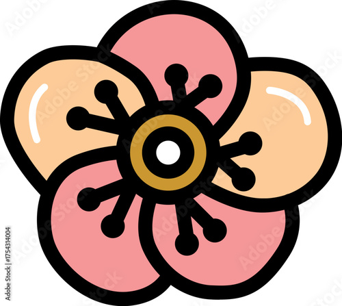 Orchid flower chinese culture line icon