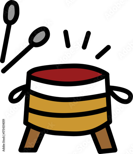 Taiko drum chinese culture line icon