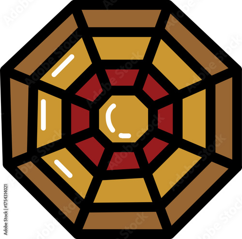 Octagon ornament chinese culture line icon