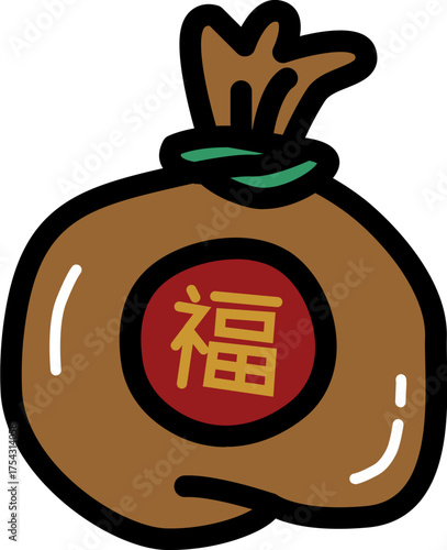 Money sack chinese culture line icon