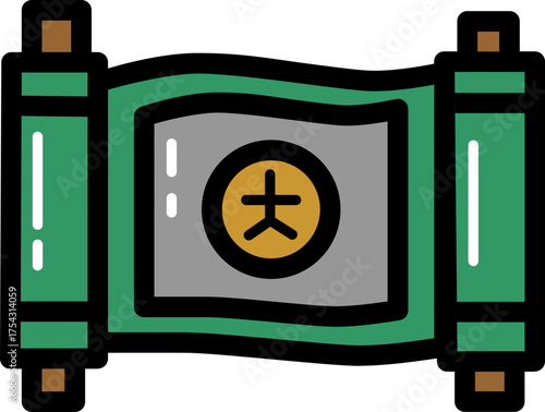 Chinese paper scroll culture line icon