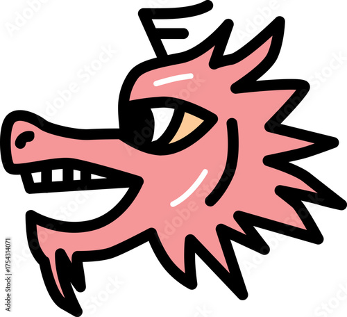Dragon head chinese culture line icon