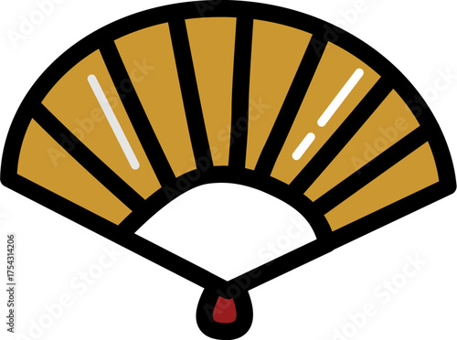 Handheld fan chinese culture line icon